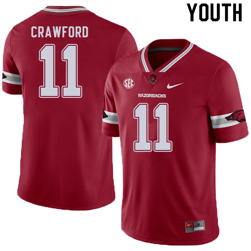 Youth #11 Jaquayln Crawford Arkansas Razorbacks College Football Jerseys Sale-Alternate Cardinal - Click Image to Close